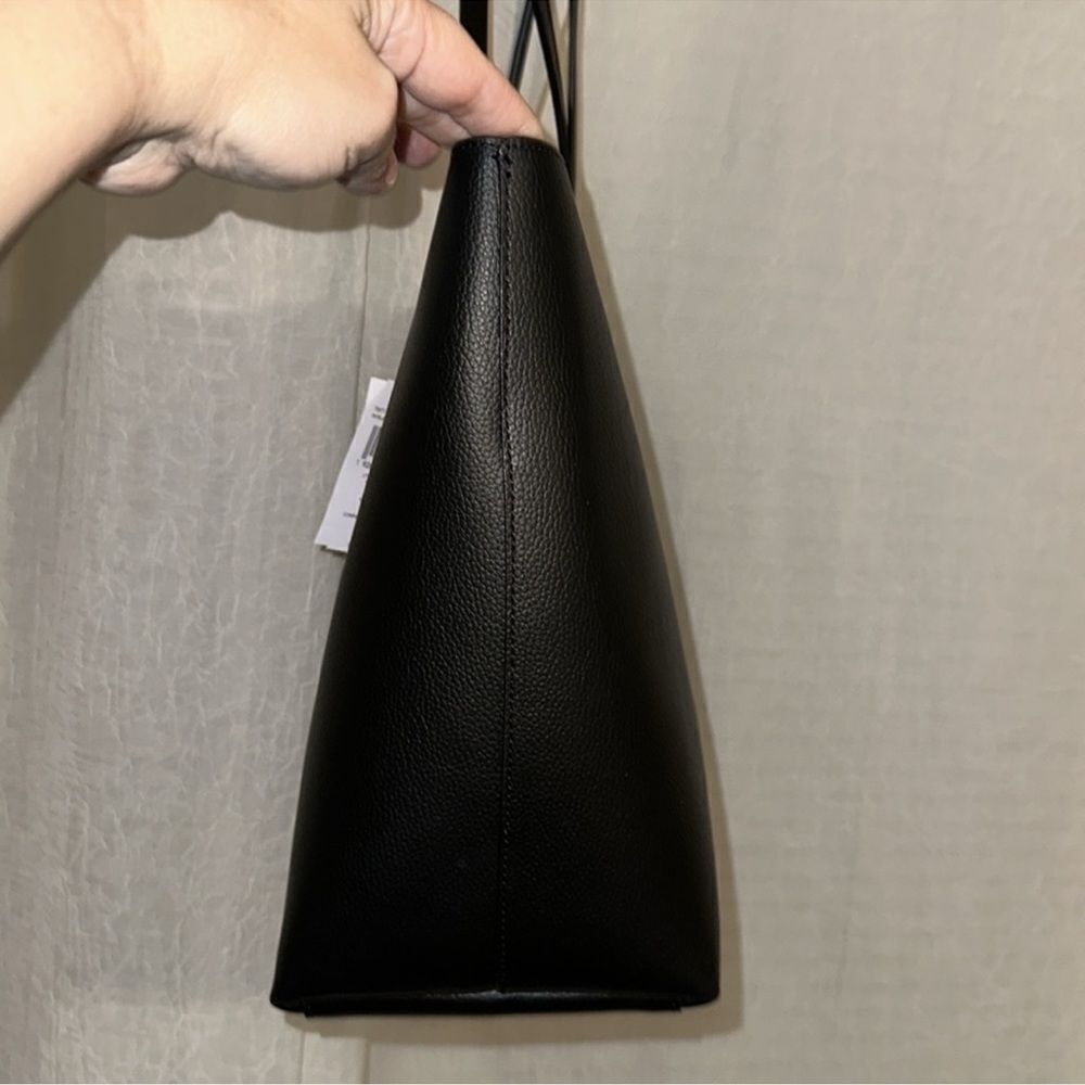 COACH Black Leather Gold Tone Logo Town Tote - Picture 5 of 13